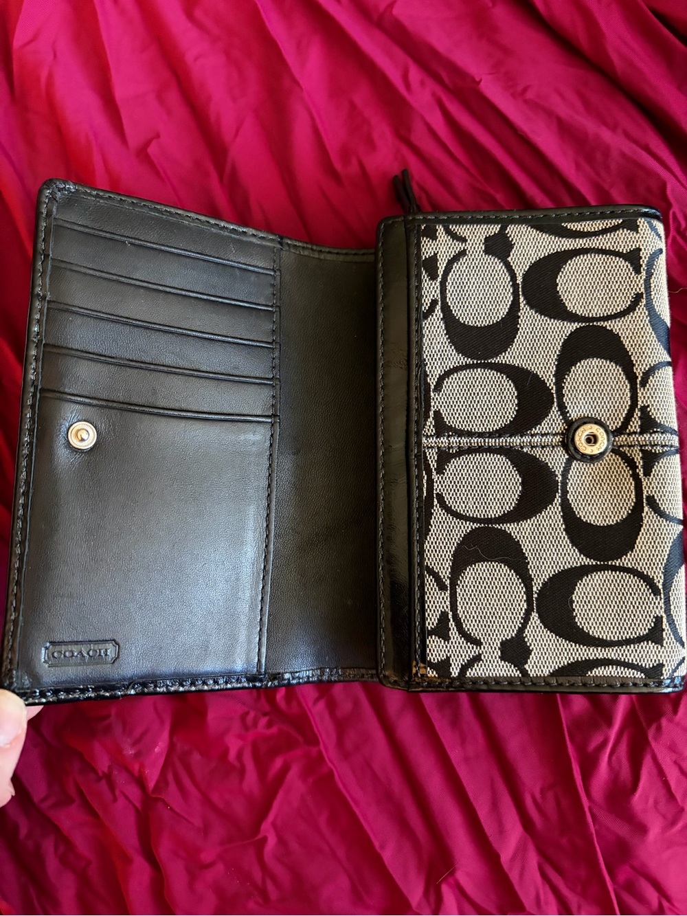 Coach Black and gray Signature  Card Holder wallet